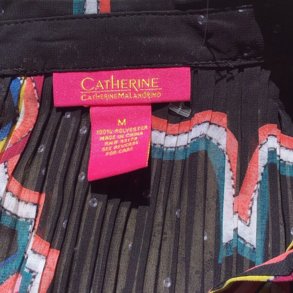 Catherine Malandrino Retro Black Crinkle Button-Down Long Sleeve Blouse … - Picture 11 of 14